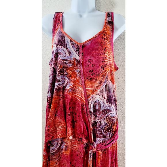 Chadwicks of Boston Pink Orange Abstract Print A Line Maxi Dress Medium Flowy - Picture 6 of 6